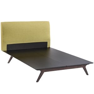 Modway Tracy Modern MDF and Rubberwood Queen Bed in Cappuccino/Green
