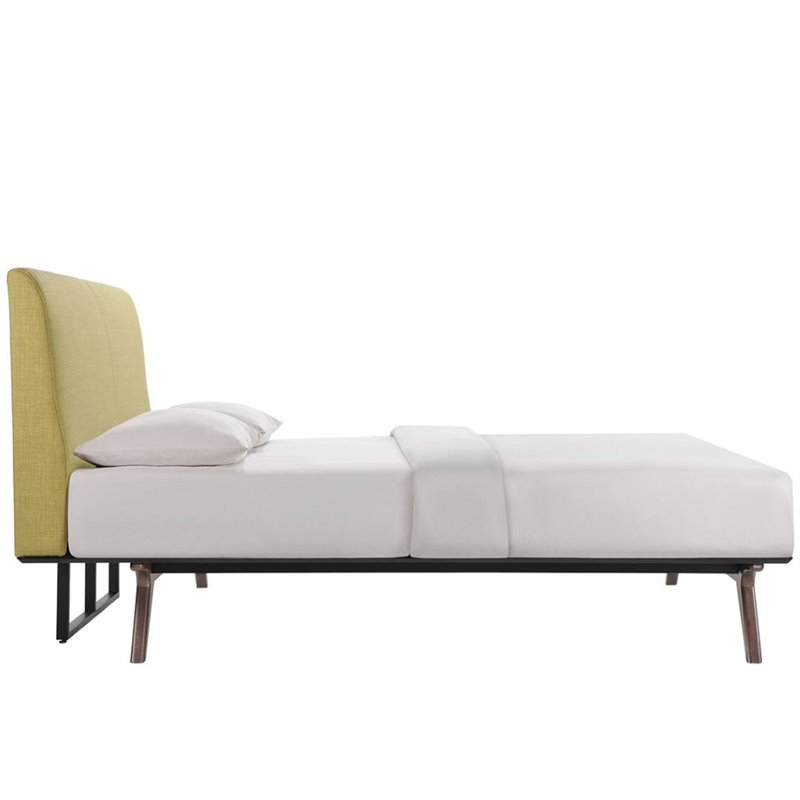 Modway Tracy Modern MDF and Rubberwood Queen Bed in Cappuccino/Green