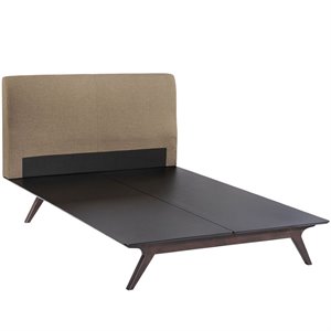 Modway Tracy Modern MDF and Rubberwood Queen Bed in Cappuccino/Latte