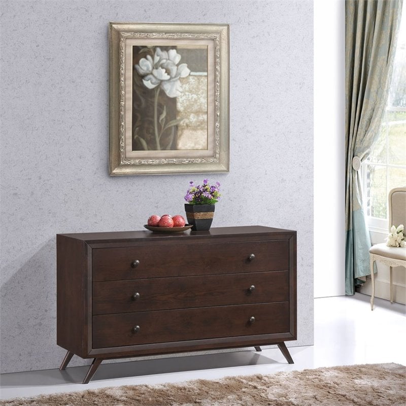 Modway Tracy Modern Style MDF and Rubberwood Dresser in Cappuccino