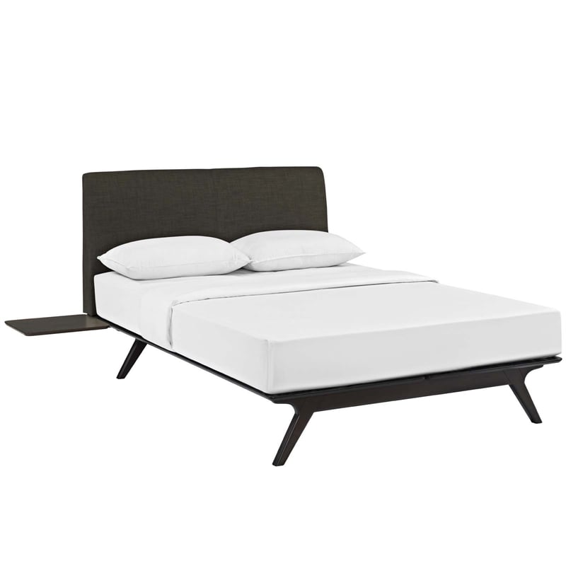 Modway Tracy 3-Piece MDF and Rubberwood Queen Bedroom Set - Cappuccino/Brown