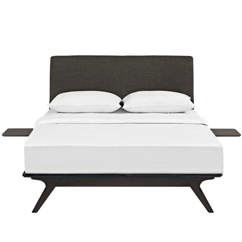 Modway Tracy 3-Piece MDF and Rubberwood Queen Bedroom Set - Cappuccino/Brown