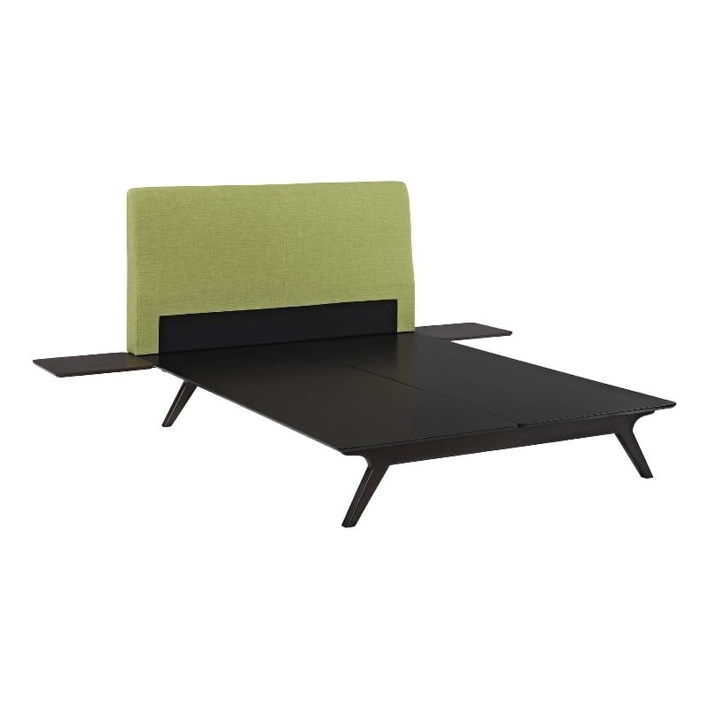 Modway Tracy 3-Piece MDF and Rubberwood Queen Bedroom Set in Cappuccino/Green
