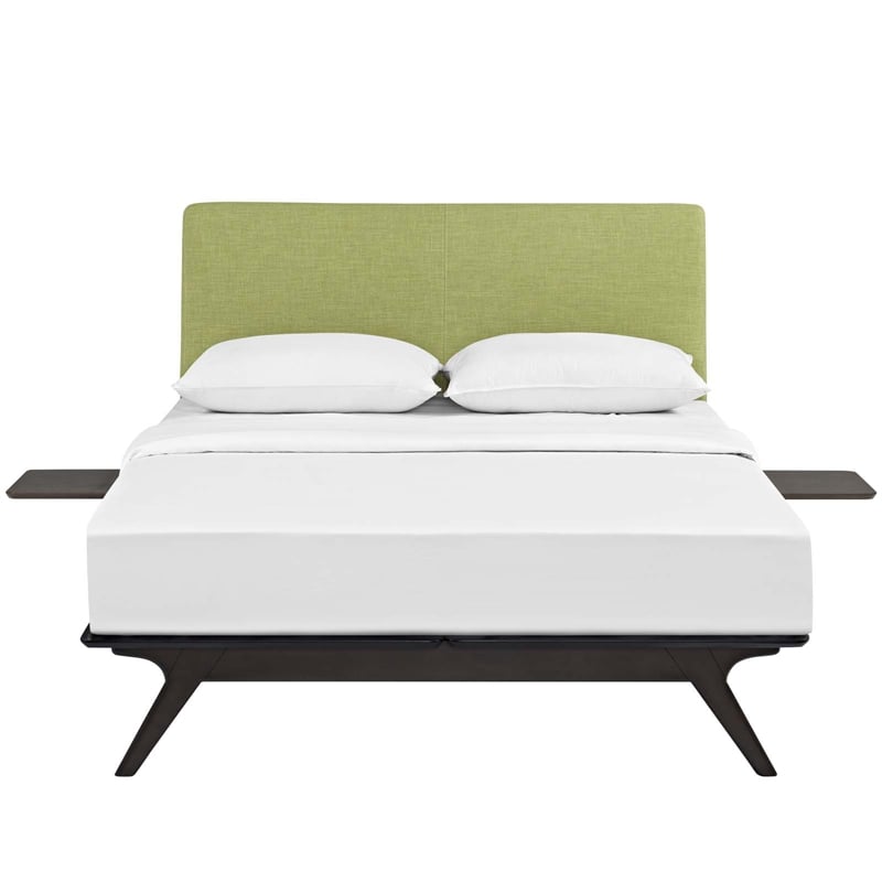 Modway Tracy 3-Piece MDF and Rubberwood Queen Bedroom Set in Cappuccino/Green