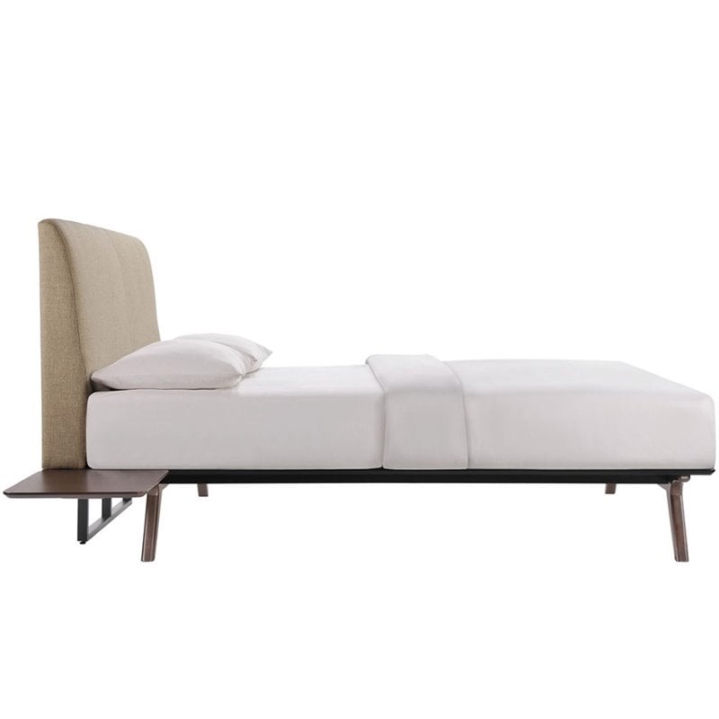 Modway Tracy 3-Piece MDF and Rubberwood Queen Bedroom Set - Cappuccino/Latte