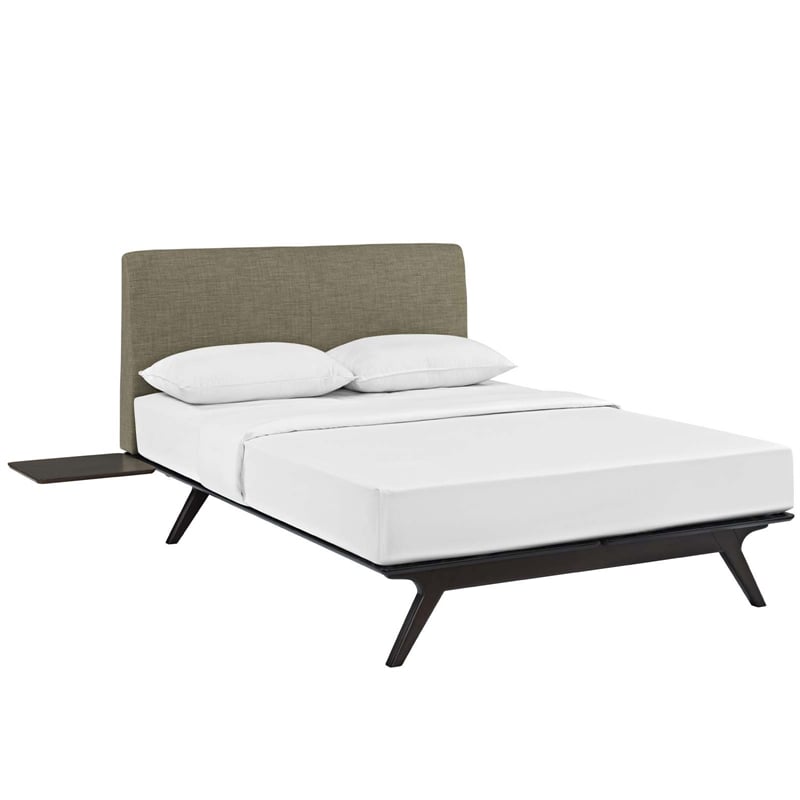 Modway Tracy 3-Piece MDF and Rubberwood Queen Bedroom Set - Cappuccino/Latte