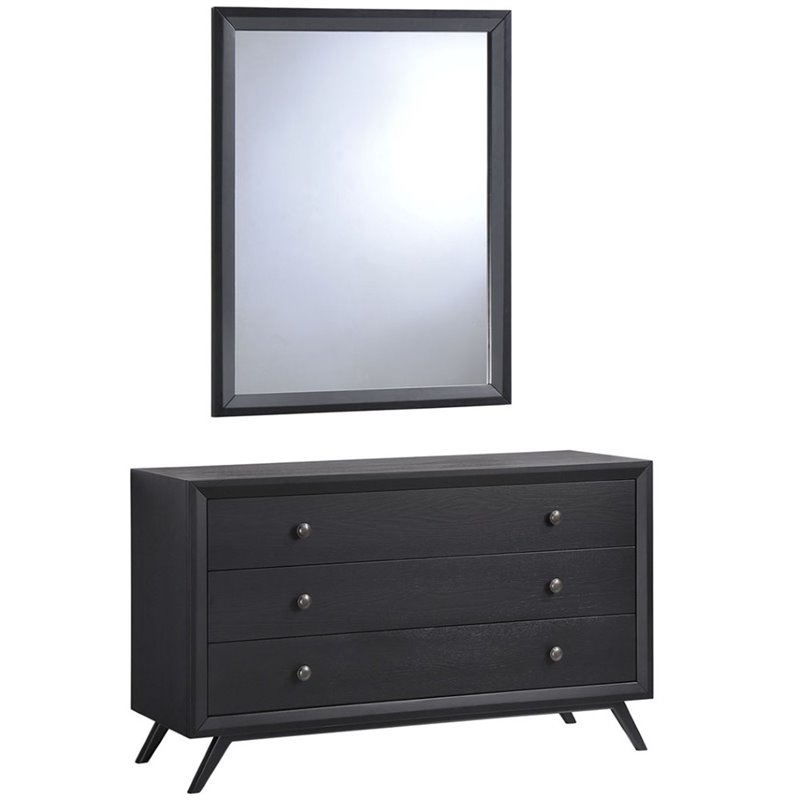 Modway Tracy 3 Drawer Dresser And Mirror Set In Black For Sale Online
