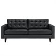Modway Empress Modern Bonded Leather Button Tufted Sofa in Black