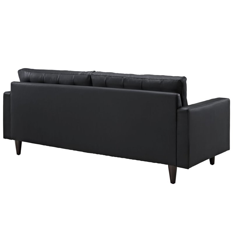 Modway Empress Modern Bonded Leather Button Tufted Sofa in Black