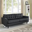 Modway Empress Modern Bonded Leather Button Tufted Sofa in Black