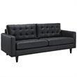 Modway Empress Modern Bonded Leather Button Tufted Sofa in Black