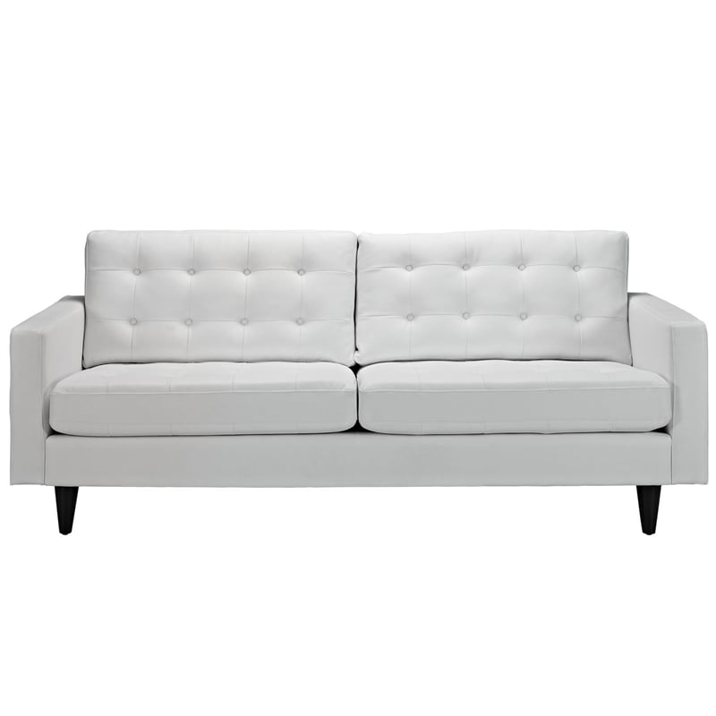 Modway Empress Modern Bonded Leather Button Tufted Sofa in White