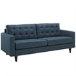 Modway Empress Modern Upholstered Fabric Tufted Sofa in Azure Blue
