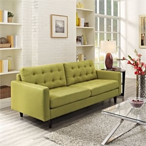 Modway Empress Modern Upholstered Fabric Sofa in Wheatgrass Green