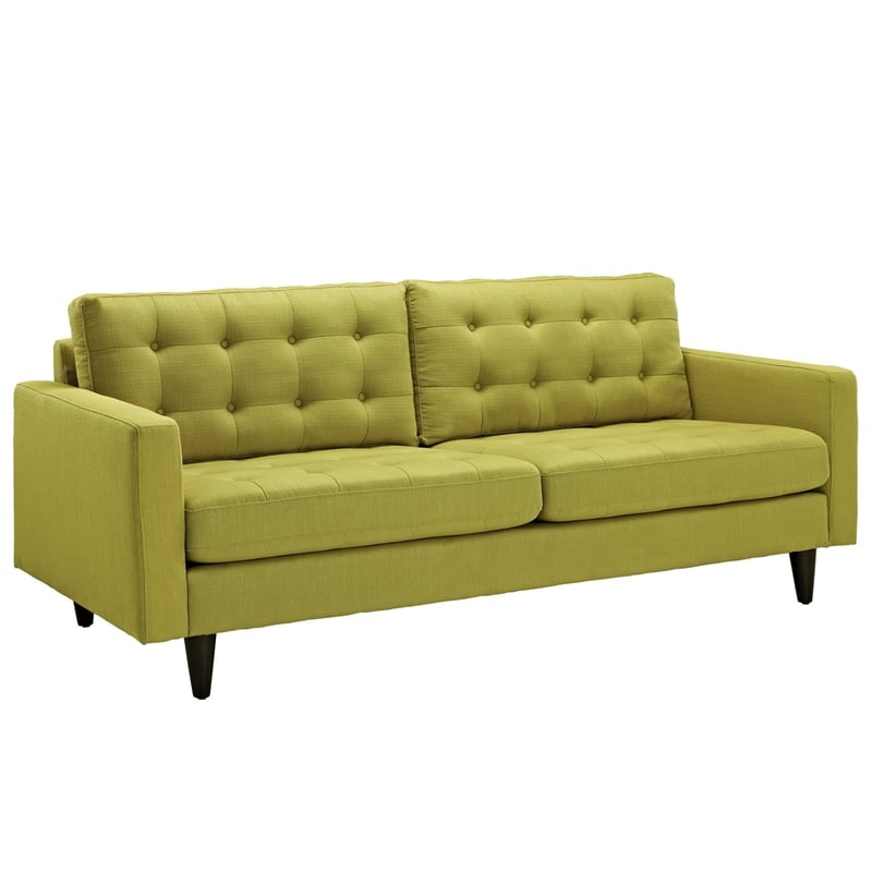 Modway Empress Modern Upholstered Fabric Sofa in Wheatgrass Green