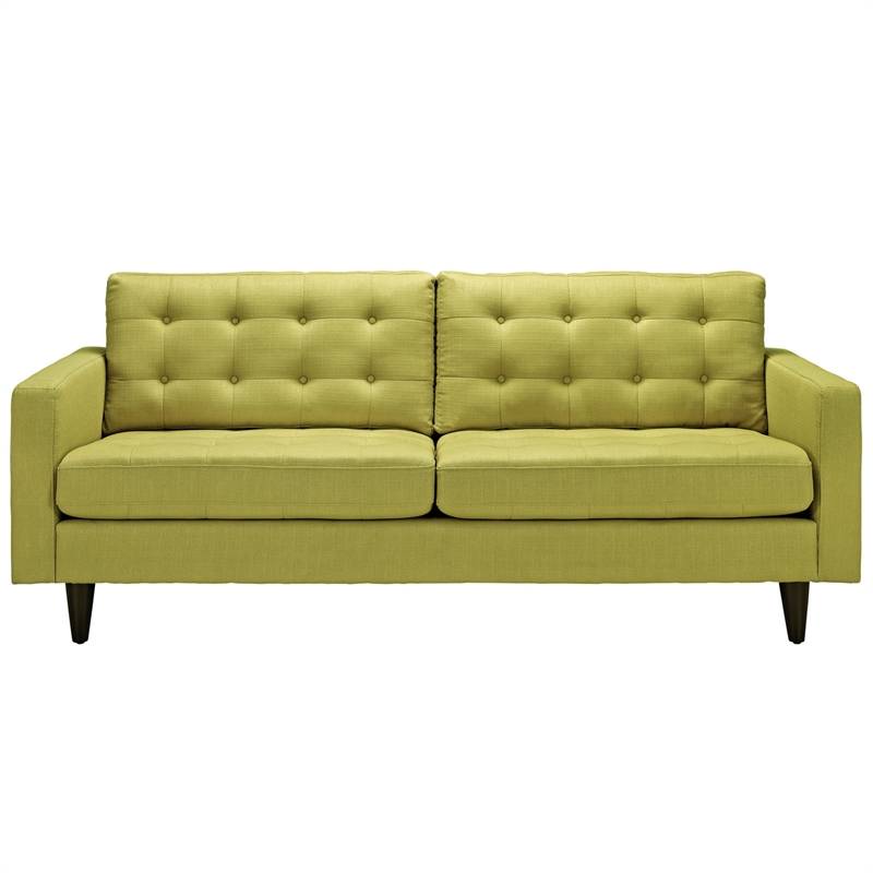 Modway Empress Modern Upholstered Fabric Sofa in Wheatgrass Green