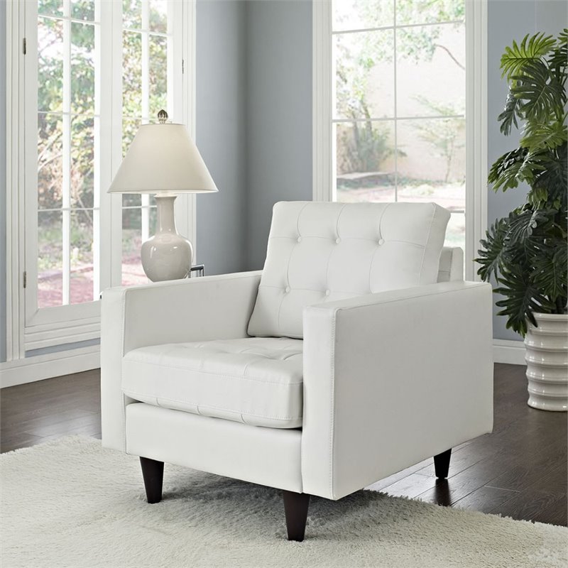 Modway Empress Leather Tufted Accent Chair in White 848387010676 | eBay