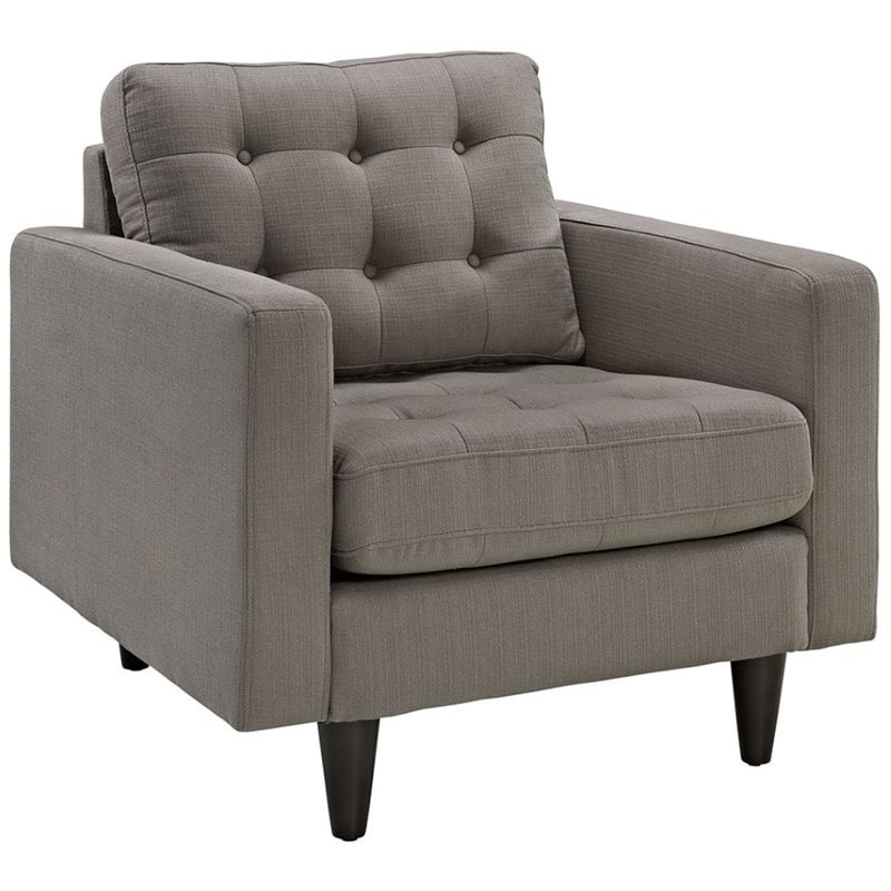 Modway Empress Modern Upholstered Fabric Armchair in Granite Gray
