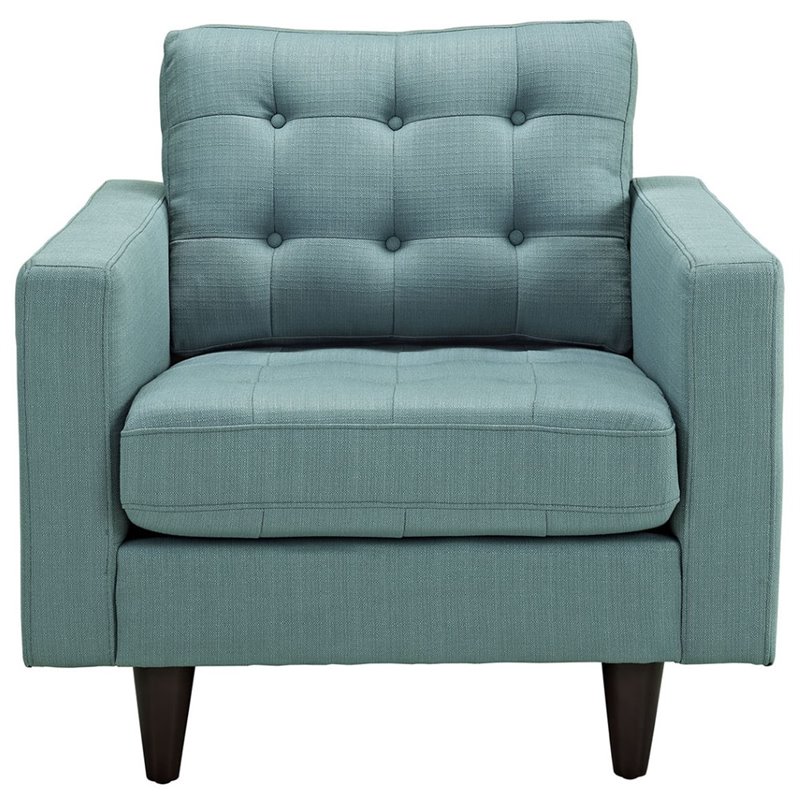 Modway Empress Modern Upholstered Fabric Armchair in Laguna Blue