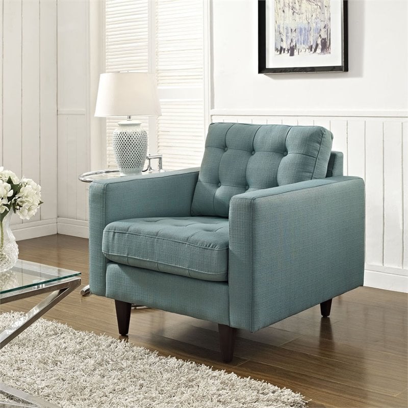 Modway Empress Modern Upholstered Fabric Armchair in Laguna Blue