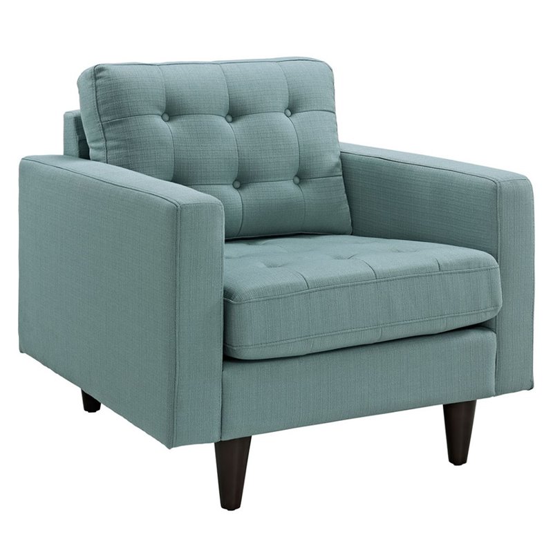 Modway Empress Modern Upholstered Fabric Armchair in Laguna Blue