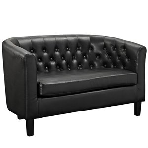 modway prospect faux leather tufted loveseat in black