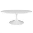 Modway Lippa Modern Oval-Shaped Wood & Metal Coffee Table in White