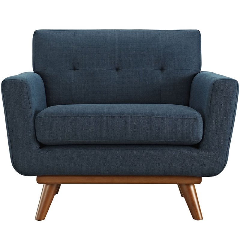 Modway Engage Modern Upholstered Fabric Armchair in Azure Blue