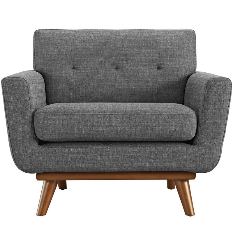 Modway Engage Modern Upholstered Fabric Tufted Armchair in Gray