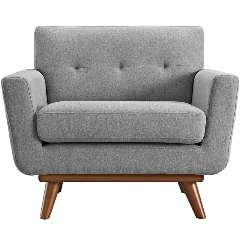 Modway Engage Upholstered Fabric Armchair in Expectation Gray