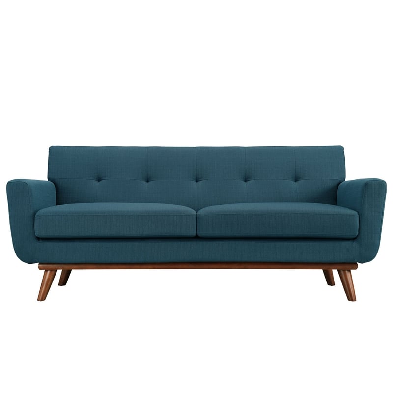 Modway Engage Modern Upholstered Fabric Loveseat in Azure Blue