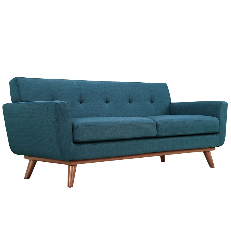 Modway Engage Modern Upholstered Fabric Loveseat in Azure Blue