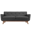 Modway Engage Modern Upholstered Fabric Tufted Loveseat in Gray