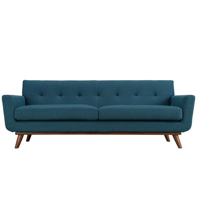 Modway Engage Modern Upholstered Fabric Tufted Sofa in Azure Blue