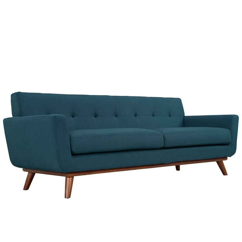Modway Engage Modern Upholstered Fabric Tufted Sofa in Azure Blue