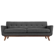 Modway Engage Modern Upholstered Fabric & Wood Tufted Sofa in Gray