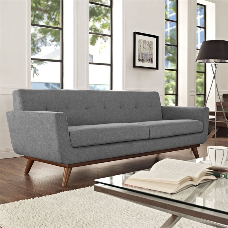 Modway Engage Modern Upholstered Fabric Sofa in Expectation Gray
