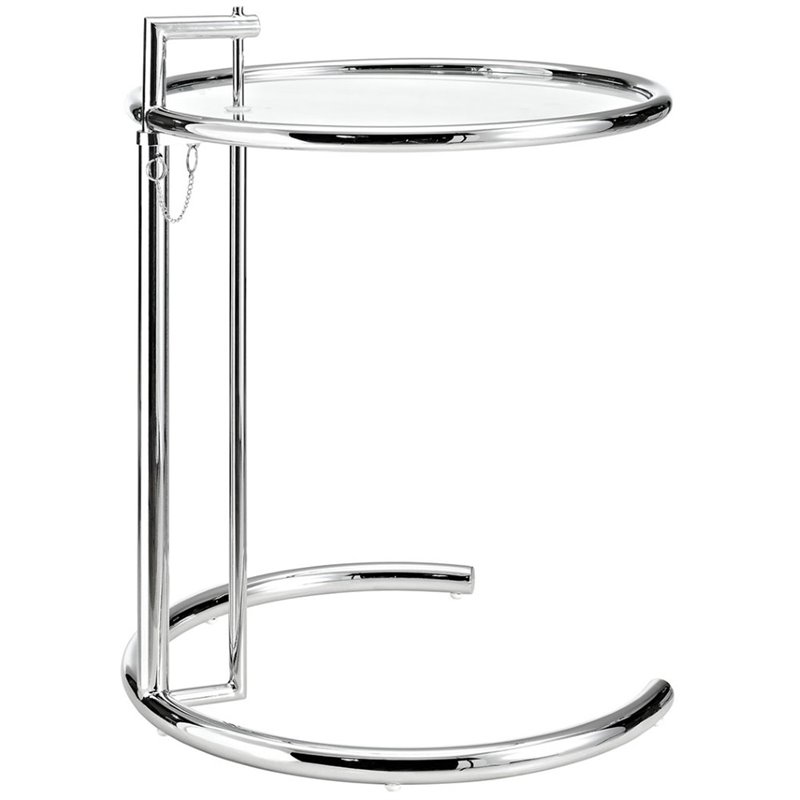 Modway Eileen Gray Modern Glass & Steel End Table in Chrome/Clear