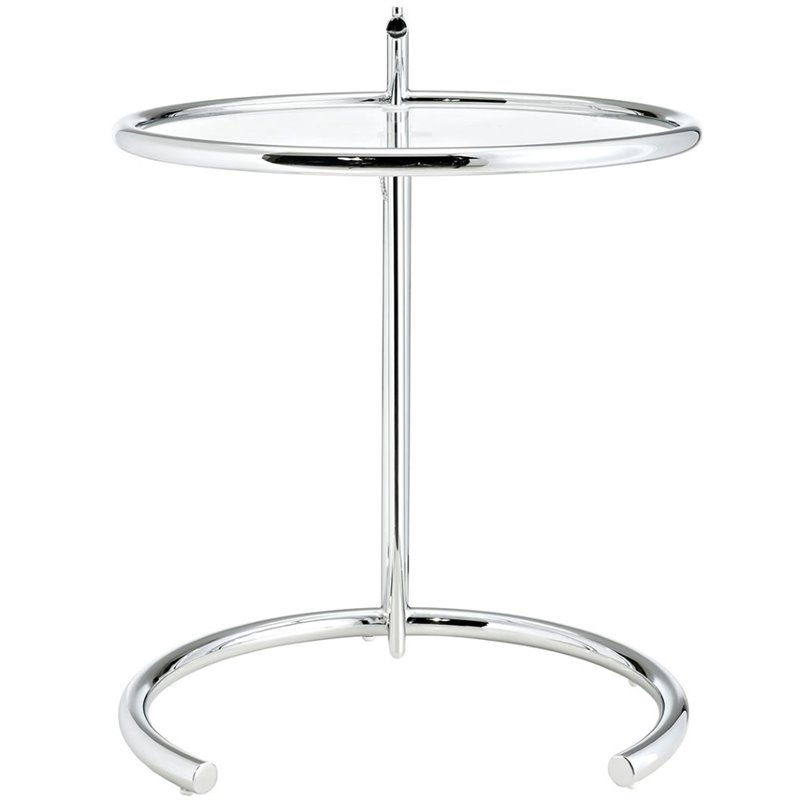 Modway Eileen Gray Modern Glass & Steel End Table in Chrome/Clear