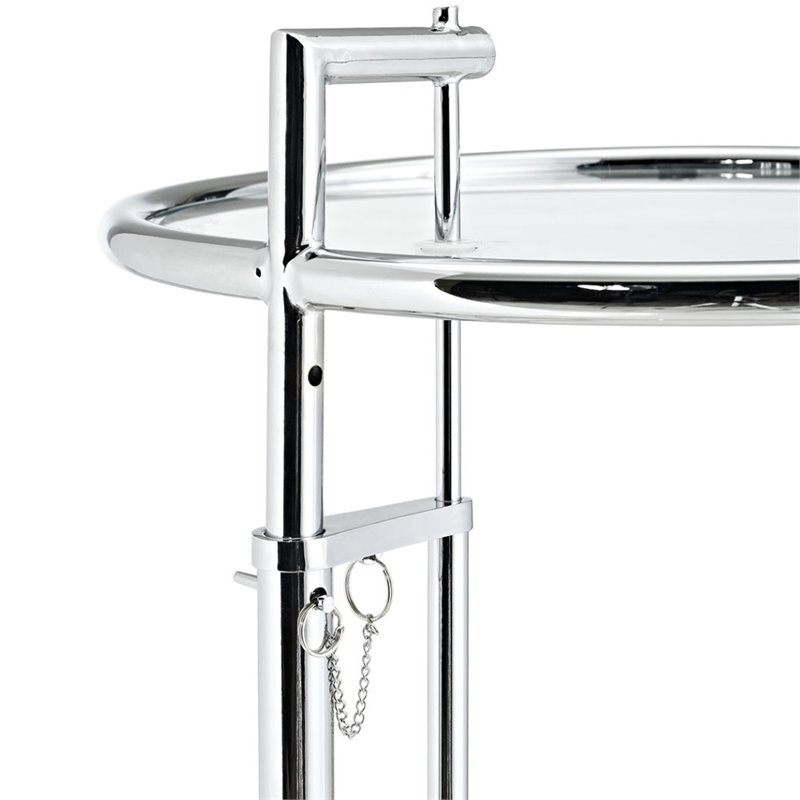 Modway Eileen Gray Modern Glass & Steel End Table in Chrome/Clear