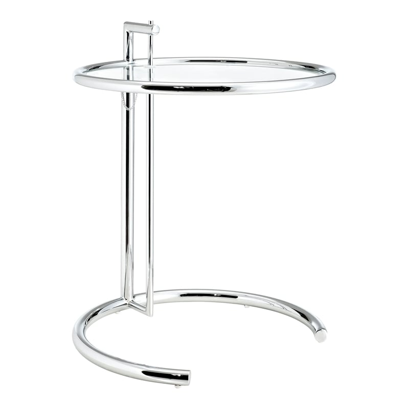 Modway Eileen Gray Modern Glass & Steel End Table in Chrome/Clear