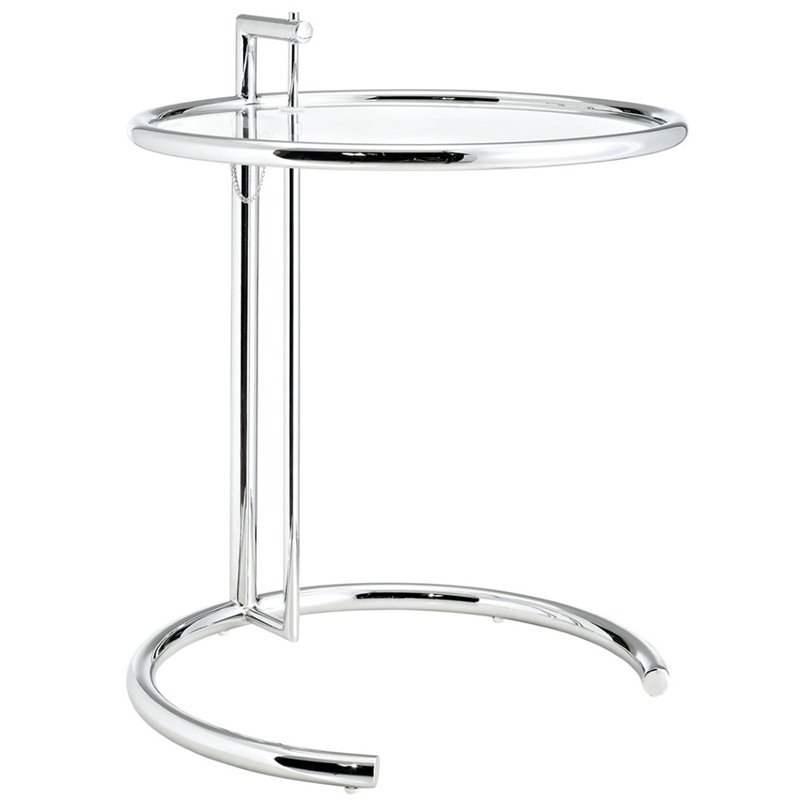 Modway Eileen Gray Modern Glass & Steel End Table in Chrome/Clear
