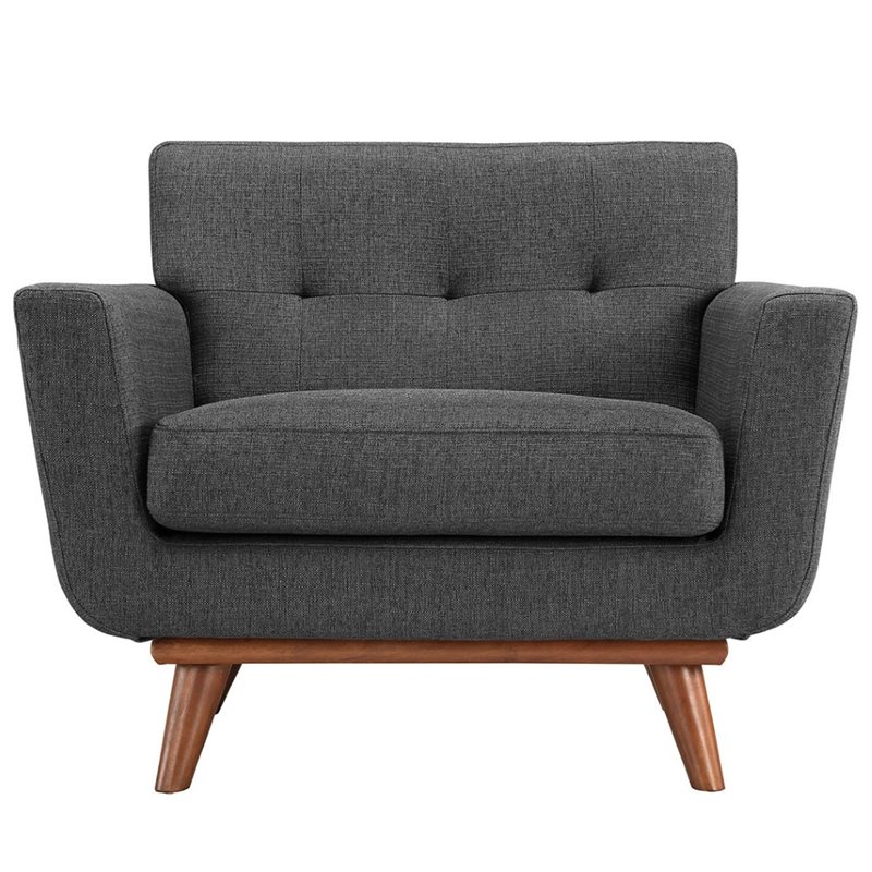 Modway Engage Modern Fabric Armchair in Gray/Cherry (Set of 2)