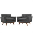 Modway Engage Modern Fabric Armchair in Gray/Cherry (Set of 2)