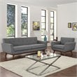 Modway Engage Modern Fabric 2-Piece Sofa Set with Armchairs in Expectation Gray