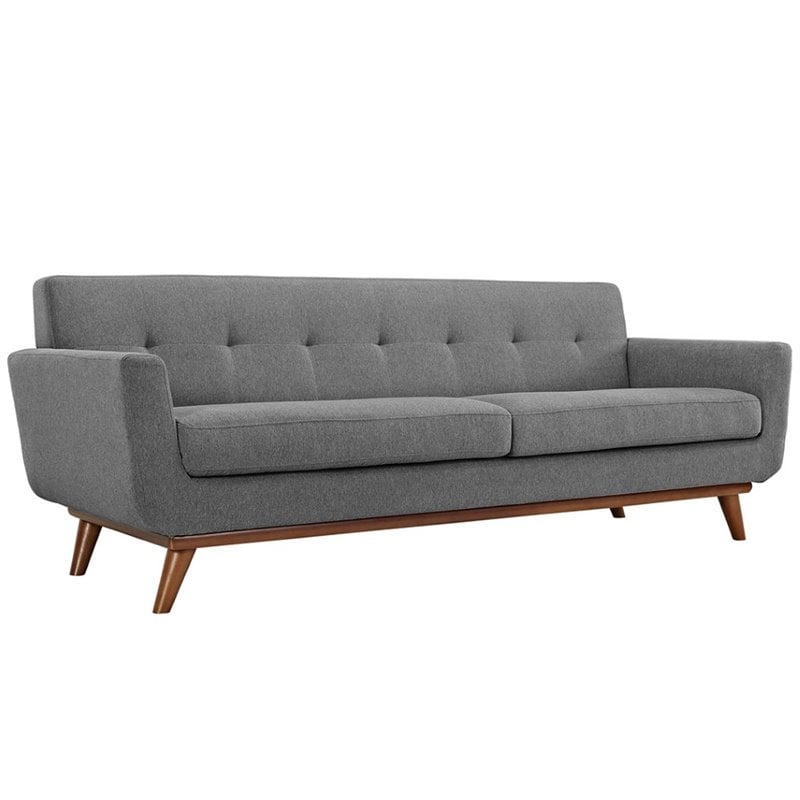 Modway Engage Modern Fabric 2-Piece Sofa Set with Armchairs in Expectation Gray