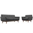 Modway Engage Modern Fabric 2-Piece Set with Loveseat & Armchair in Gray