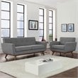 Modway Engage Modern Fabric 2-Piece Sofa Set in Expectation Gray