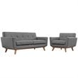 Modway Engage Modern Fabric 2-Piece Sofa Set in Expectation Gray