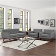 Modway Engage Modern Fabric 3-Piece Set w/ Chair & Loveseat in Expectation Gray